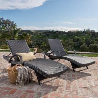 Toscana Outdoor Wicker Armed Chaise Lounge Chair (Set of 2) by Christopher Knight Home