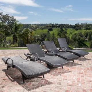 Toscana Outdoor Wicker Armed Chaise Lounge Chair (Set of 4) by Christopher Knight Home