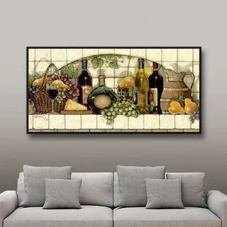 ArtWall Janet Kruskamp's Wine, Fruit 'n Cheese, Gallery Wrapped Floater-framed Canvas