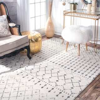 The Curated Nomad Ashbury Beaded Moroccan Trellis Ivory Rug (6'7 x 9') - 6'7 x 9'