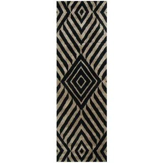 Rizzy Home Gillespie Avenue Black/ Beige Hand-tufted Wool Accent Runner Rug (2'6 x 8')