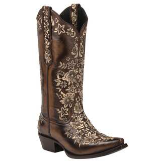 Black Star Sweetgrass Brown and Cream Women's Leather Cowboy Boots