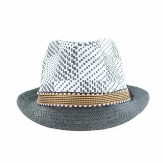 Faddism Men's Fashion Straw Brim Plaid Fedora Hat