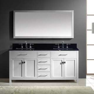 Virtu USA Caroline 72-inch Double Bathroom Vanity Cabinet Set in White