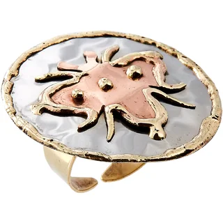 Handmade Mixed Metal Tri-color Bee Design Fashion Ring (India)