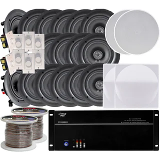 New Pyle 8-Channel 8000W 8-room In-ceiling 16 Speaker System with Amplifier/ 8 Volume Controls/ 1000-foot Wire