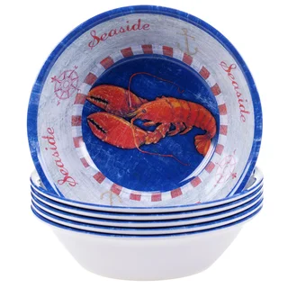 Certified International Maritime 7.5-inch Melamine Lobster All Purpose Bowls (Set of 6)