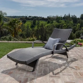 Toscana Outdoor Wicker Armed Chaise Lounge Chair by Christopher Knight Home