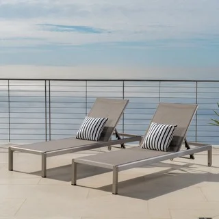 Cape Coral Outdoor Aluminum Adjustable Chaise Lounge (Set of 2) by Christopher Knight Home