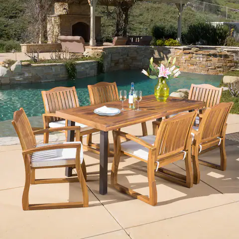 Della Outdoor 7-piece Wood Dining Set by Christopher Knight Home