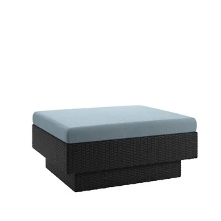 CorLiving Park Terrace Patio Ottoman in Textured Black Weave