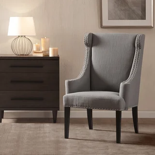 Madison Park Lucy High Back Wing Chair--Grey