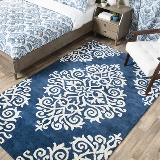 Andrew Charles Paisley Park Collection Exotic Navy Area Rug (5' x 8')