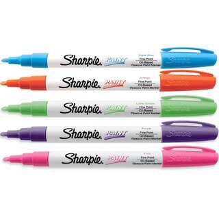 Sharpie Oil-Based Paint Markers, Fine Point, Assorted Fashion Colors, Pack of 5