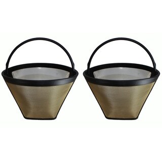 2 Washable Gold Tone #4 Cone Coffee Filters, Part # GTF