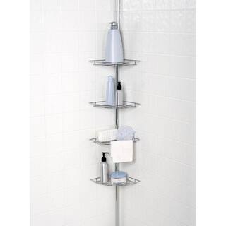 Chrome-plated 4-tier Tension Pole Corner Shower Caddy