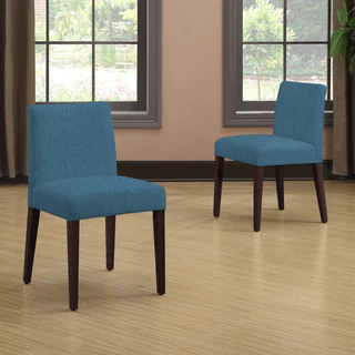 Portfolio Amity Caribbean Blue Linen Armless Dining Chair Set (Set of 2)