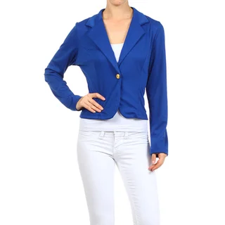 MOA Collection Women's Solid 1-Button Cropped Blazer