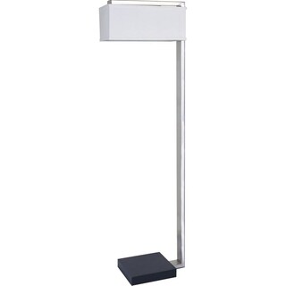 62-inch Wood & Metal Floor Lamp with Brushed Steel & Black Finishes