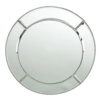 Beaded Accent Mirror Round Charger Plate 13-inchD