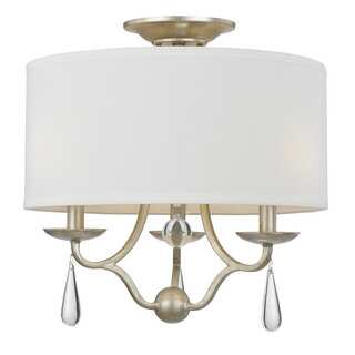 Crystorama Manning Collection 3-light Silver Leaf Semi Flush Mount