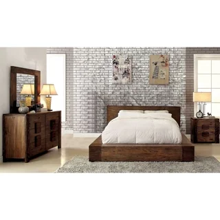 Furniture of America Shaylen I Rustic 4-piece Natural Tone Low Profile Bedroom Set
