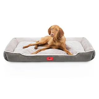 Brindle Washable Rectangle Dog Bed with Raised Bolster Design