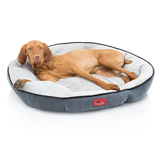 Brindle Washable Round Microsuede Bolster Dog Bed