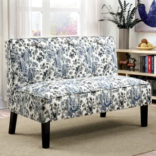 Furniture of America Norma Romantic Floral Print Armless Loveseat Bench