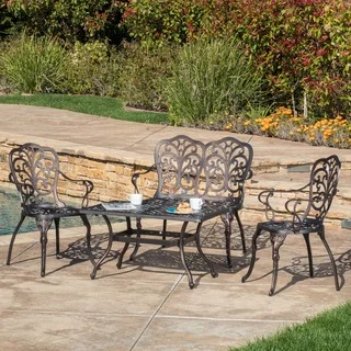 Zaria Outdoor 4-piece Cast Aluminum Chat Set by Christopher Knight Home