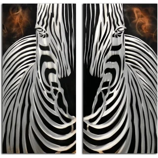 Zebra Overlook 2 piece Handmade Metal Wall Art Sculpture