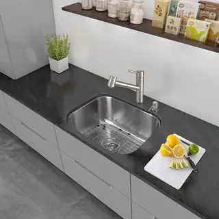 VIGO All-in-One 23-inch Stainless Steel Undermount Kitchen Sink and Branson Stainless Steel Faucet Set
