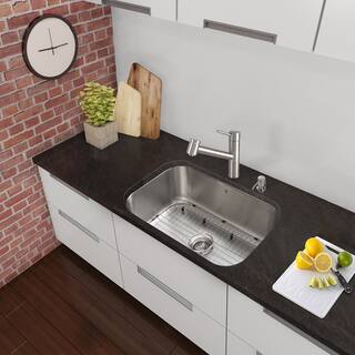 VIGO All-in-One 30-inch Stainless Steel Undermount Kitchen Sink and Branson Stainless Steel Faucet Set