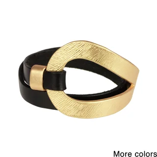 Saachi Looped Metal Leather Wrap Bracelet (China)