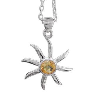 Handmade Sterling Silver 'Golden Sun' Citrine Necklace (India)