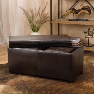 Drake 3-piece Faux Leather Tray Top Nested Storage Ottoman Bench by Christopher Knight Home