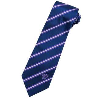 Versace 100-percent Italian Silk Blue/ White/ Purple Stripe Neck Tie