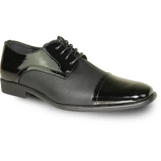 BRAVO Men Dress Shoe NEW KELLY-2 Oxford Black Patent - Wide Width Available