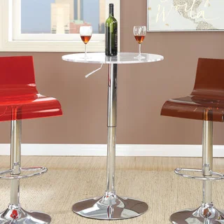 Furniture of America Hermie Contemporary Adjustable Height Chrome/White Bar Table