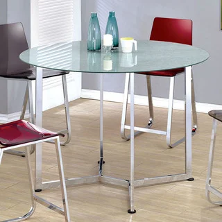 Furniture of America Miellis Contemporary Round Glass Top Counter Height Dining Table