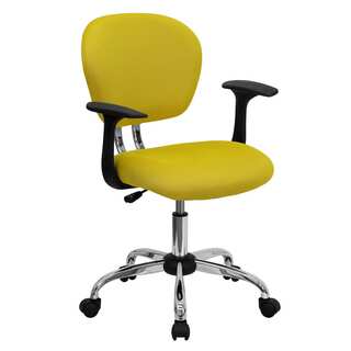 Rigmos Yellow Mesh Adjustable Swivel Office Chair with Arms and Chrome Base