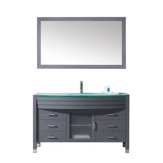 Virtu USA Ava 55-inch Grey Double Bathroom Vanity Cabinet Set