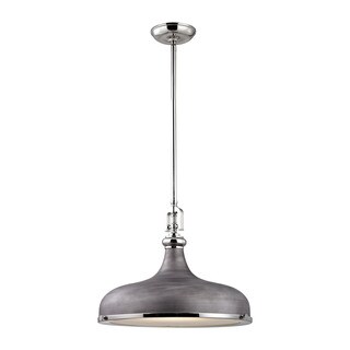 Elk Rutherford 1-light Pendant in Polished Nickel and Weathered Zinc