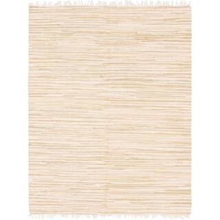 Ivory Hand-woven Kilim Dhurrie Contemporary Oriental Rug (5'7 x 7'10)