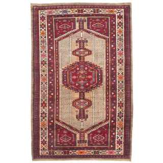 Ecarpetgallery Hand-knotted Persian Ardabil Beige Red Wool Rug (3'3 x 5'6)
