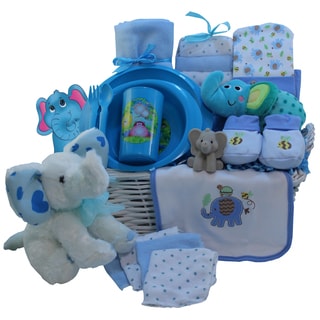 Eli The Elephant Blue Baby Gift Basket