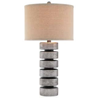Catalina 19105-000 3-Way 31-Inch Contemporary Stacked Disc Table Lamp with Linen Drum Hardback Shade