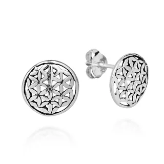 Interconnecting Lily Flower of Life .925 Silver Stud Earrings (Thailand)