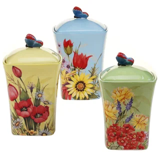Certified International Floral Bouquet 3 pc Canister Set