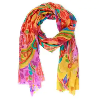Saachi Women's Wool and Silk Blend Floral Paisley Scarf (India)